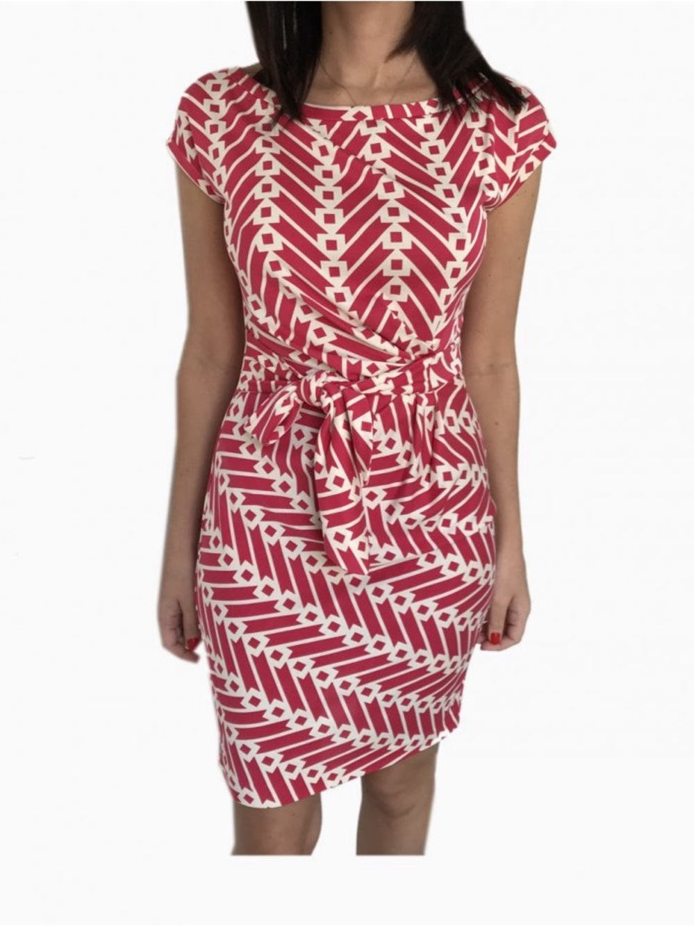 Diane von Furstenberg 100% Silk Cap-Sleeve Pink  Dress